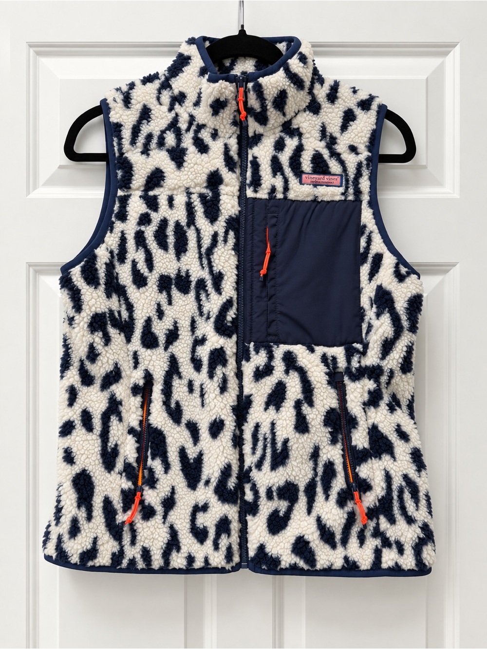 Vineyard Vines SuperShep Leopard Sherpa Fleece Vest Preppy XS